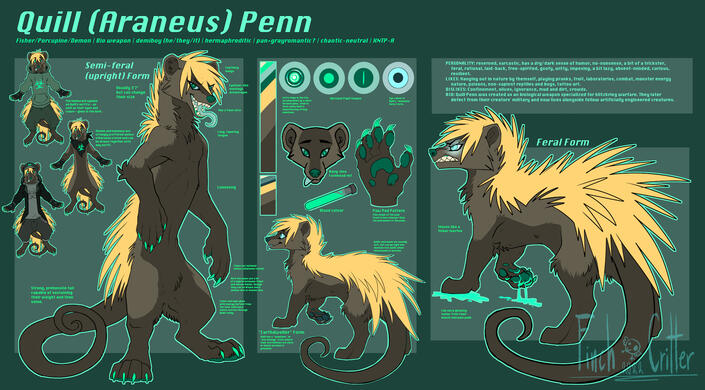 &quot;Quill Penn Ref Sheet&quot; Character belongs to FinchCritter.